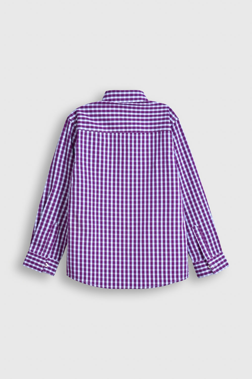 Boys' Purple & White Gingham Check Shirt â€“ Full Sleeves Reality