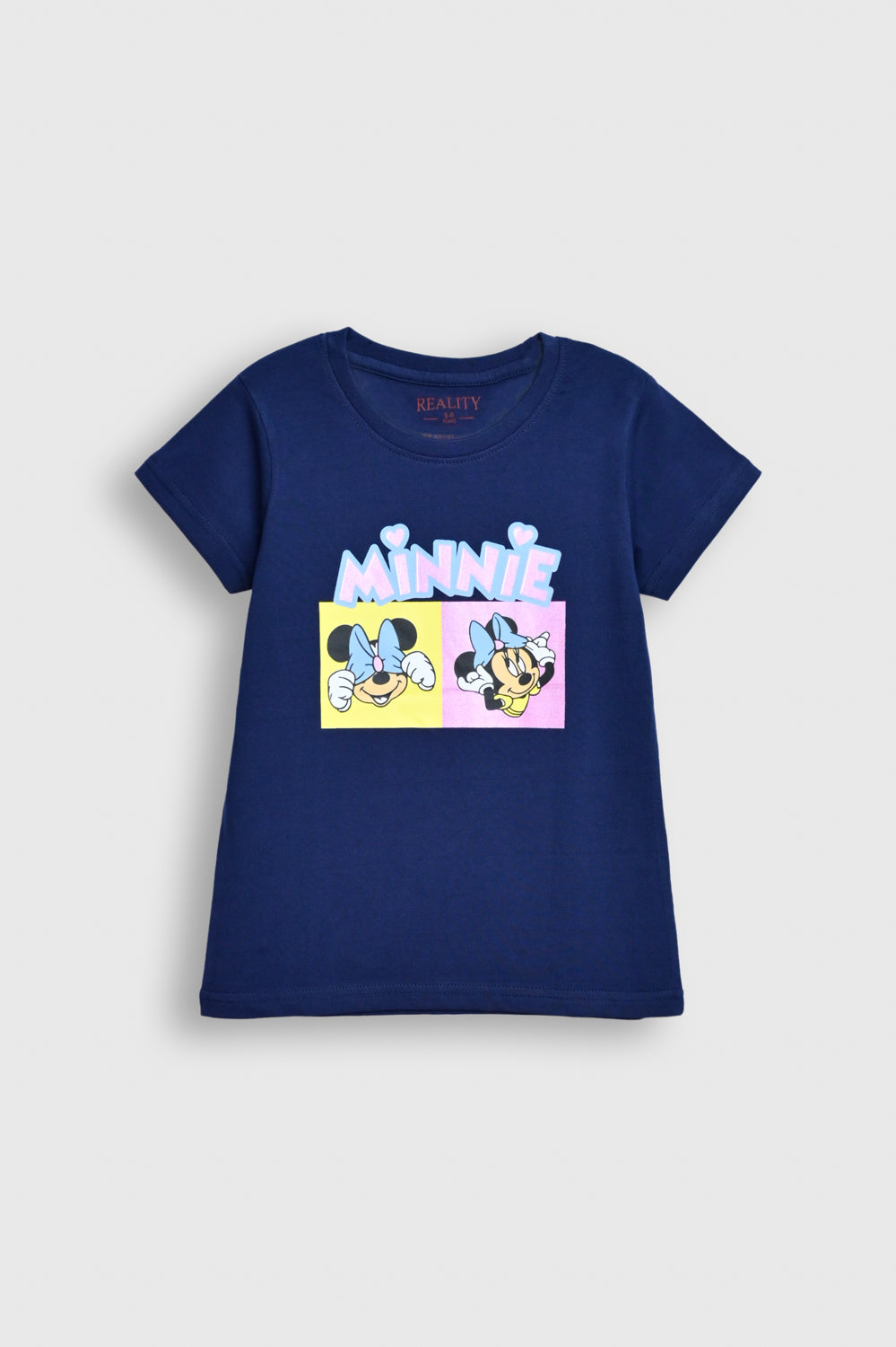 Navy Blue Minnie Mouse Graphic T-Shirt for Girls – Cartoon Print Reality