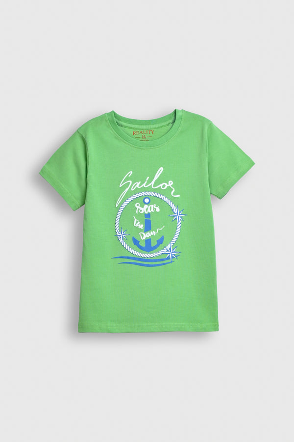 "Green Boy T-Shirt with Nautical Sailor Print – Anchor & Rope Design Reality