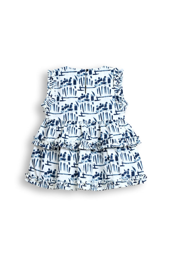 Indigo Sketch Girls' Frill Set Reality