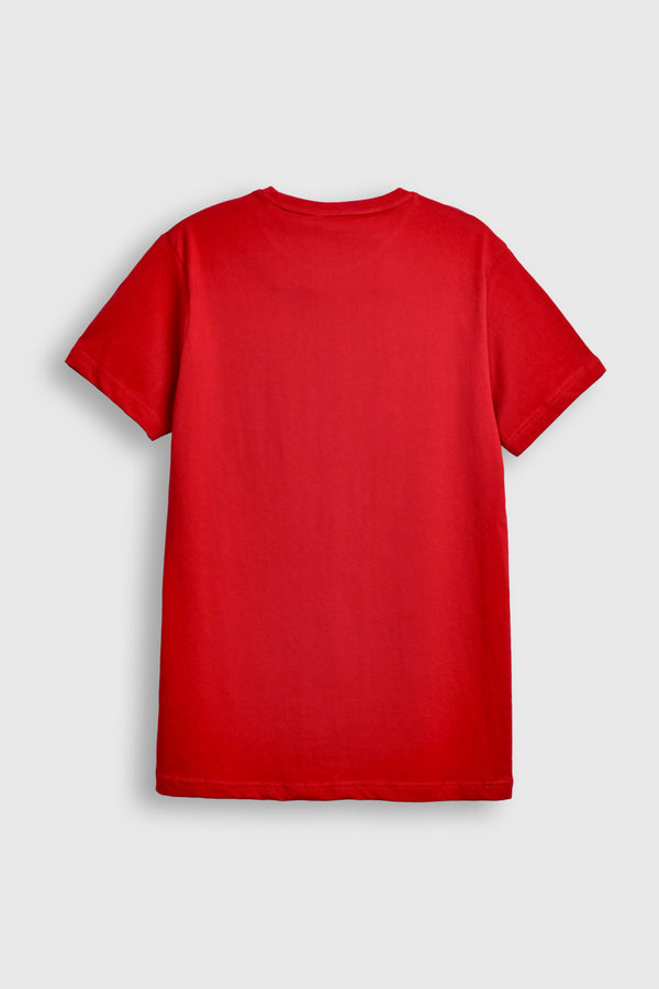 Chase Your Success Tee – Motivational Red with Bold Blue Statement Reality