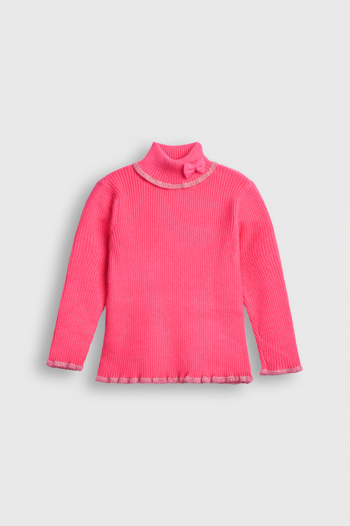 Rose Petal Ribbed Turtleneck Sweater Reality