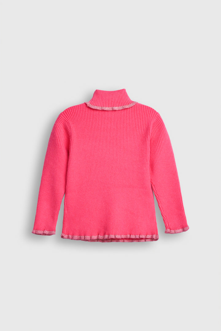 Rose Petal Ribbed Turtleneck Sweater Reality
