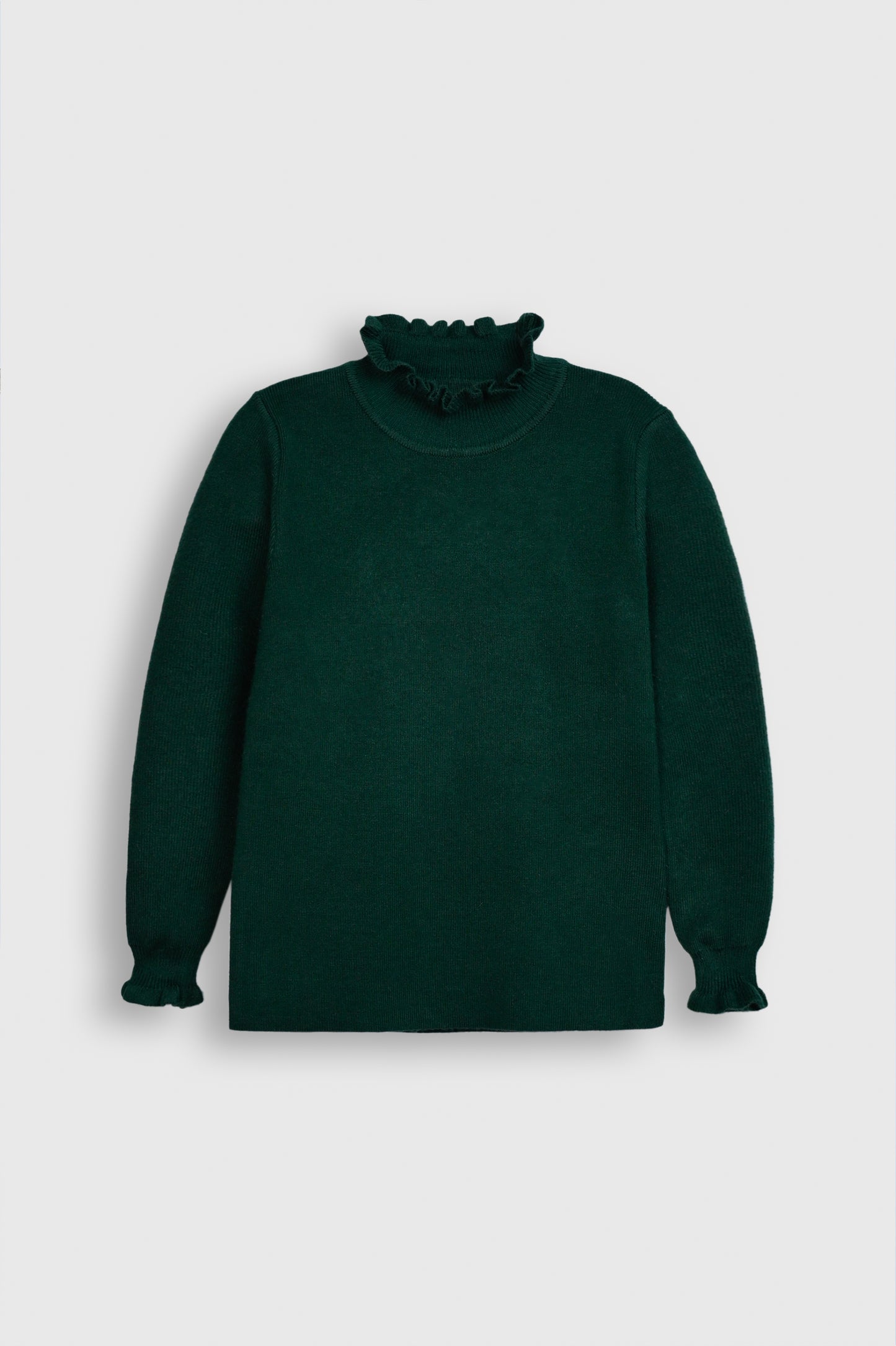 Emerald Ruffle Neck Knit Sweater Reality
