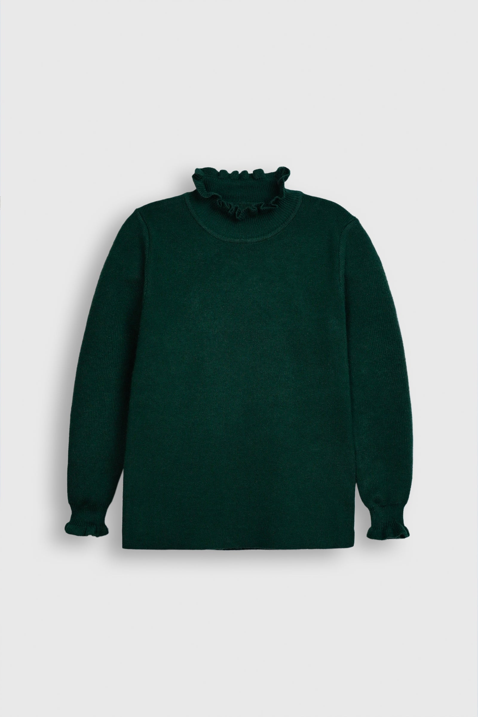 Emerald Ruffle Neck Knit Sweater Reality