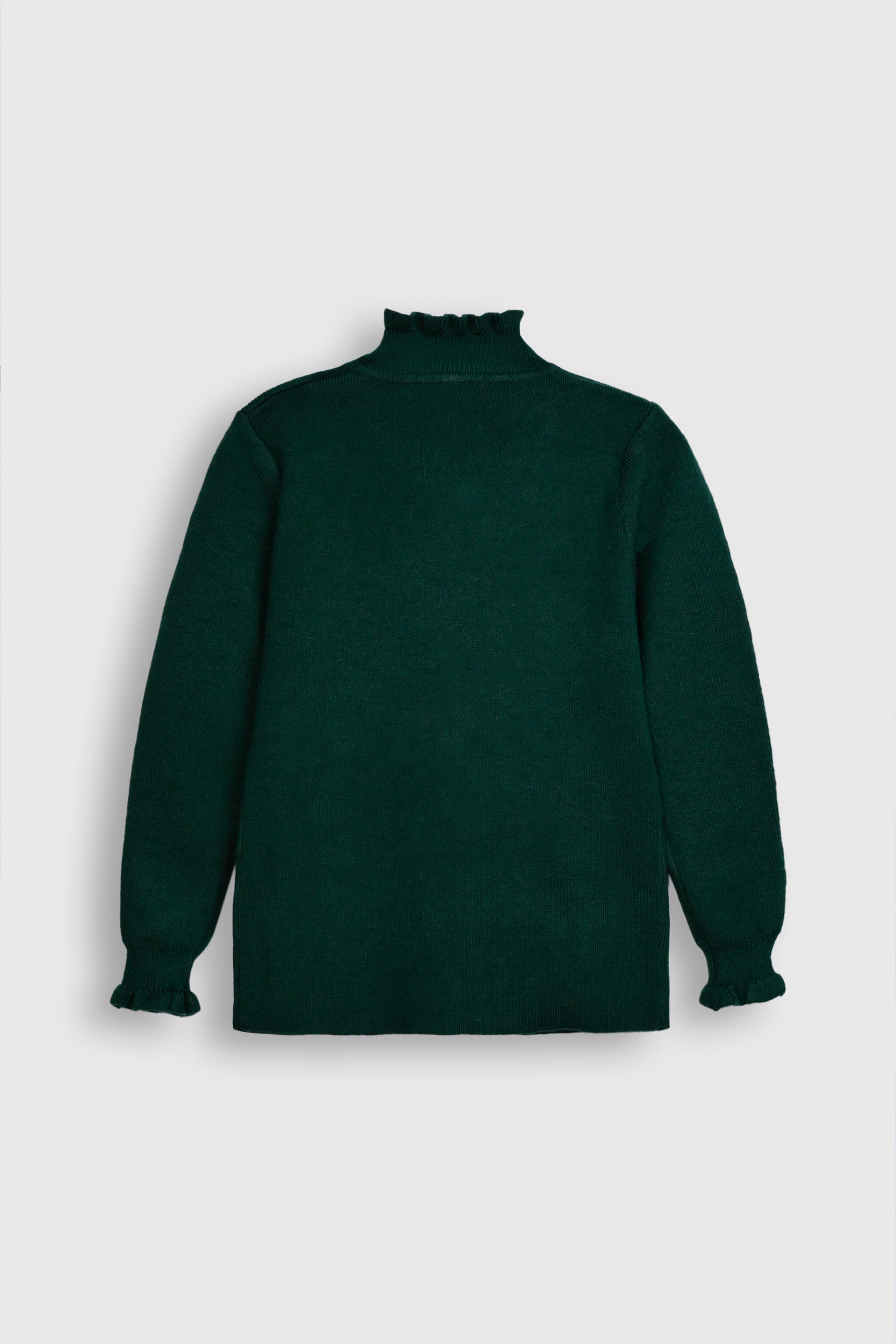 Emerald Ruffle Neck Knit Sweater Reality