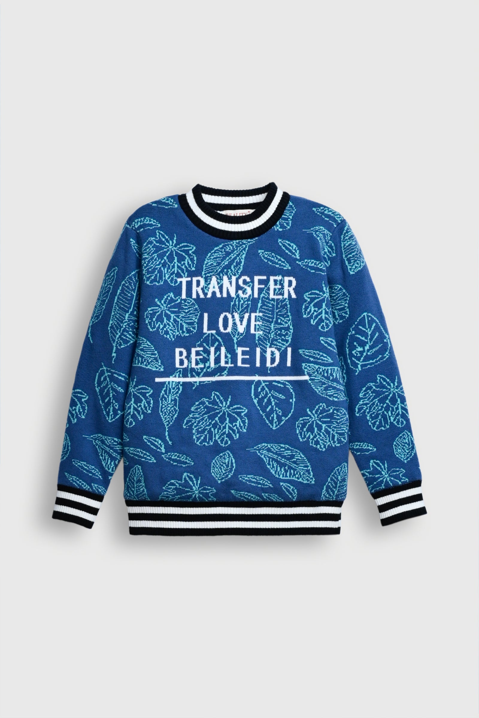 Blue Leaf Pattern Sweatshirt – Transfer Love Edition Reality