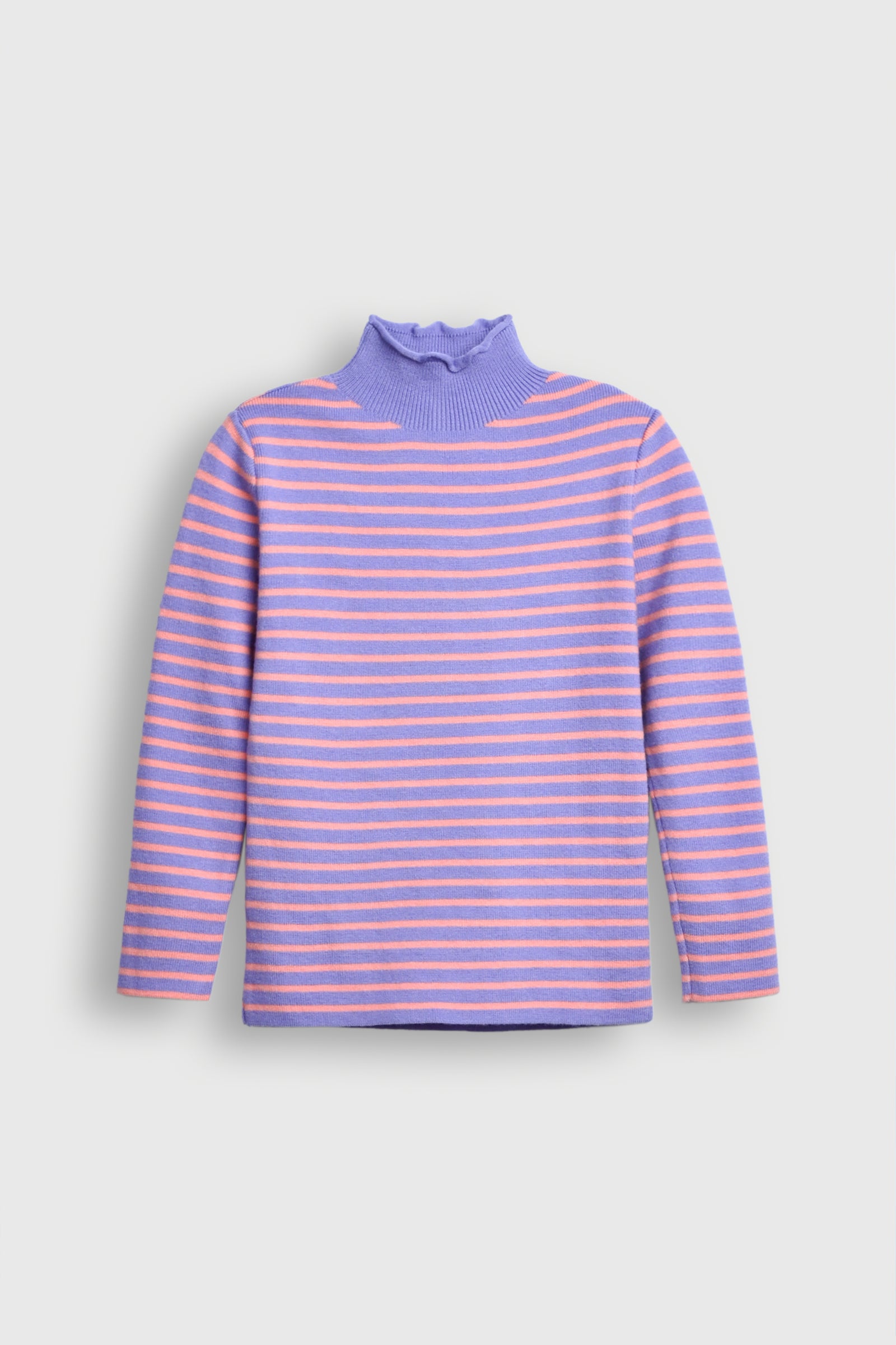 Striped Ruffle-Neck Sweater Reality