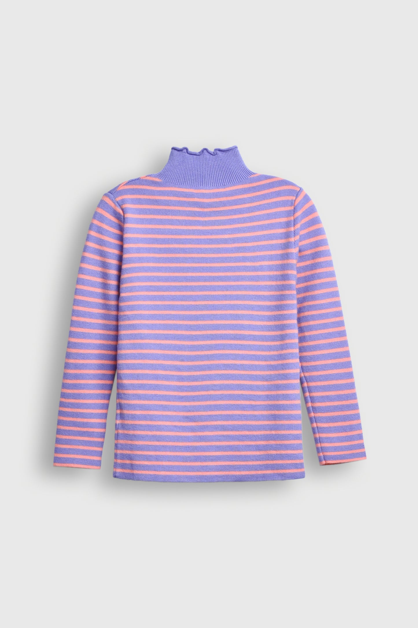 Striped Ruffle-Neck Sweater Reality