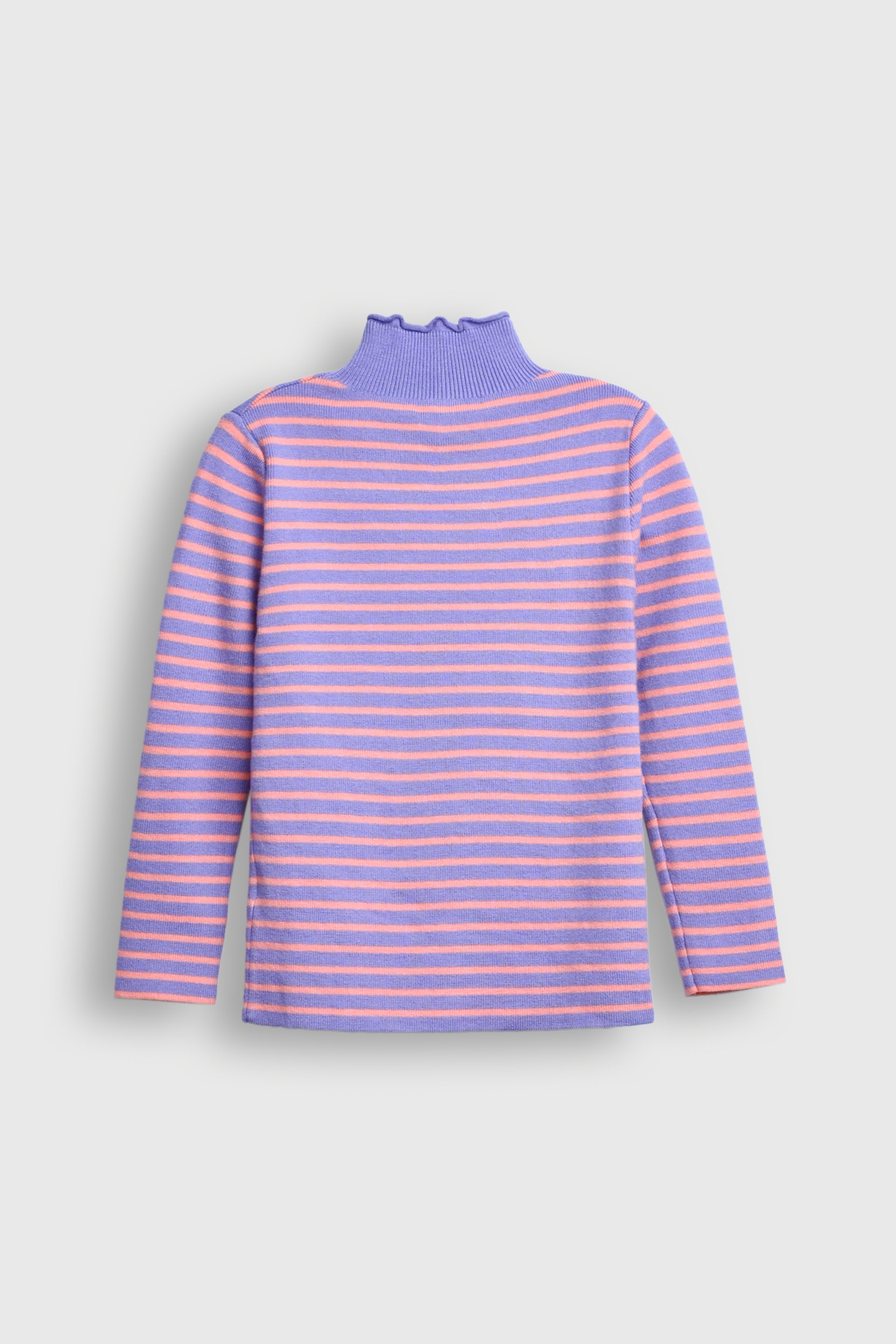 Striped Ruffle-Neck Sweater Reality