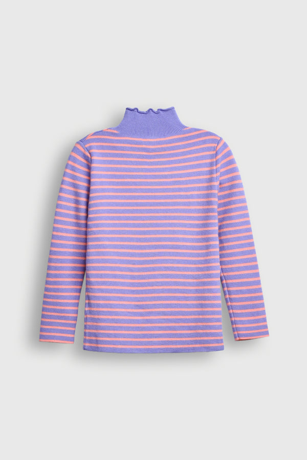 Striped Ruffle-Neck Sweater Reality