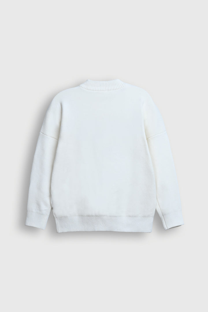 White Embroidered Floral Sweater Reality