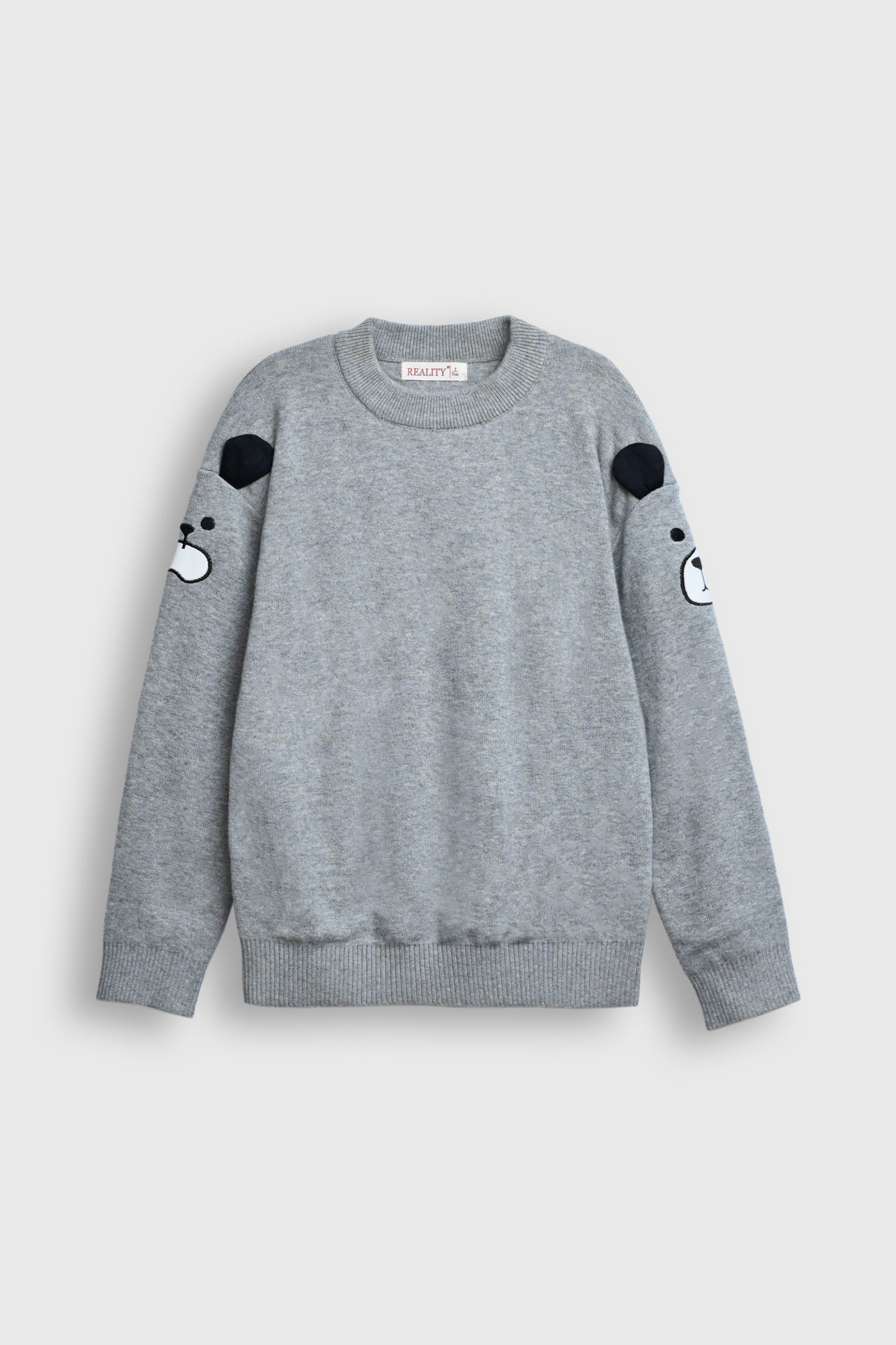 Gray Sweater with Bear Face Sleeves Reality