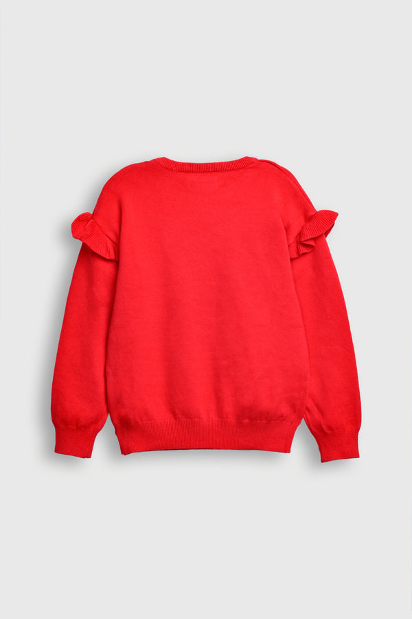 Red "Beileidi" Ruffle Sweater Reality