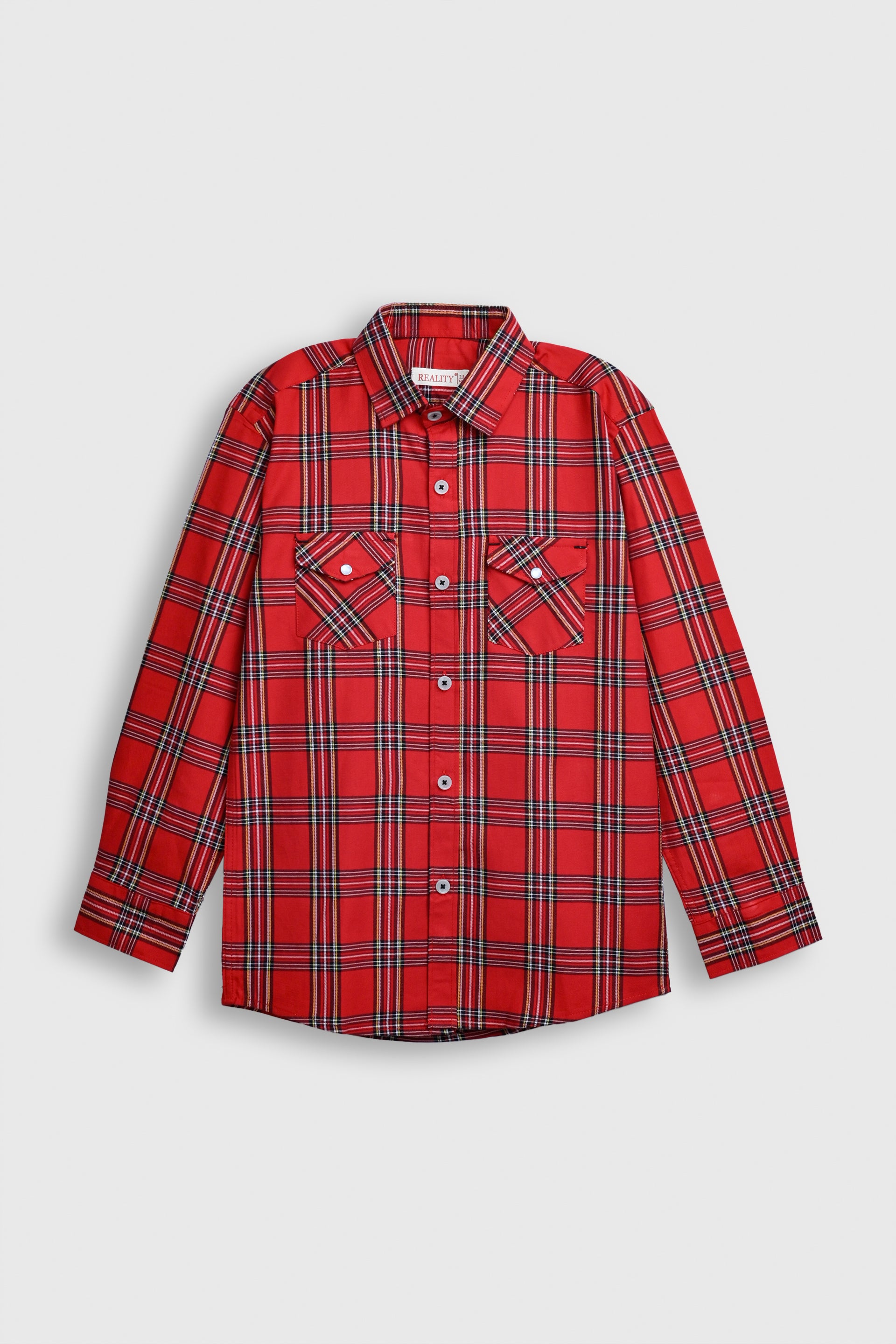 Classic Red Tartan Button-Up Flannel Shirt Reality