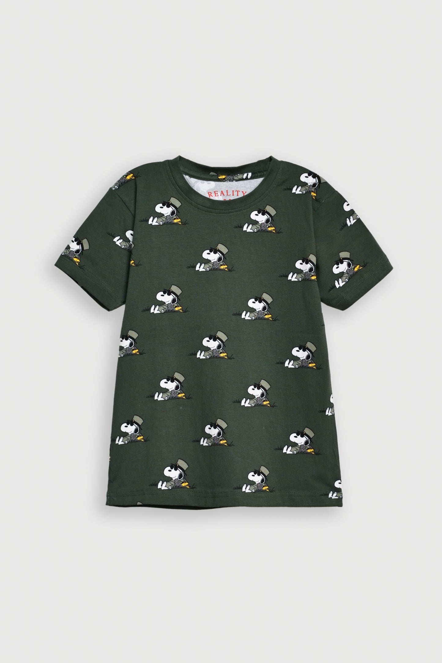 ARMY GREEN PRINTED T-SHIRT