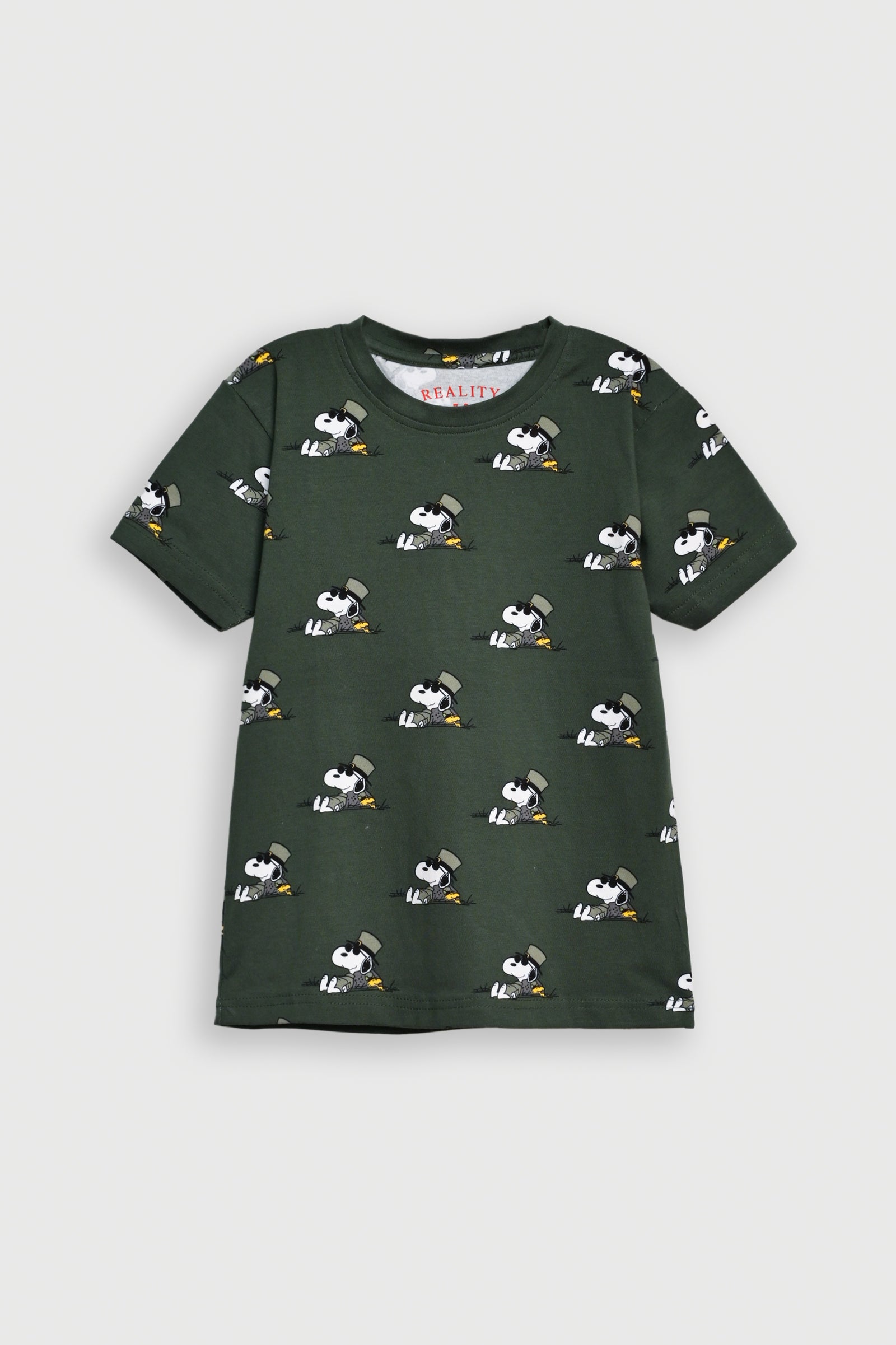 ARMY GREEN PRINTED T-SHIRT