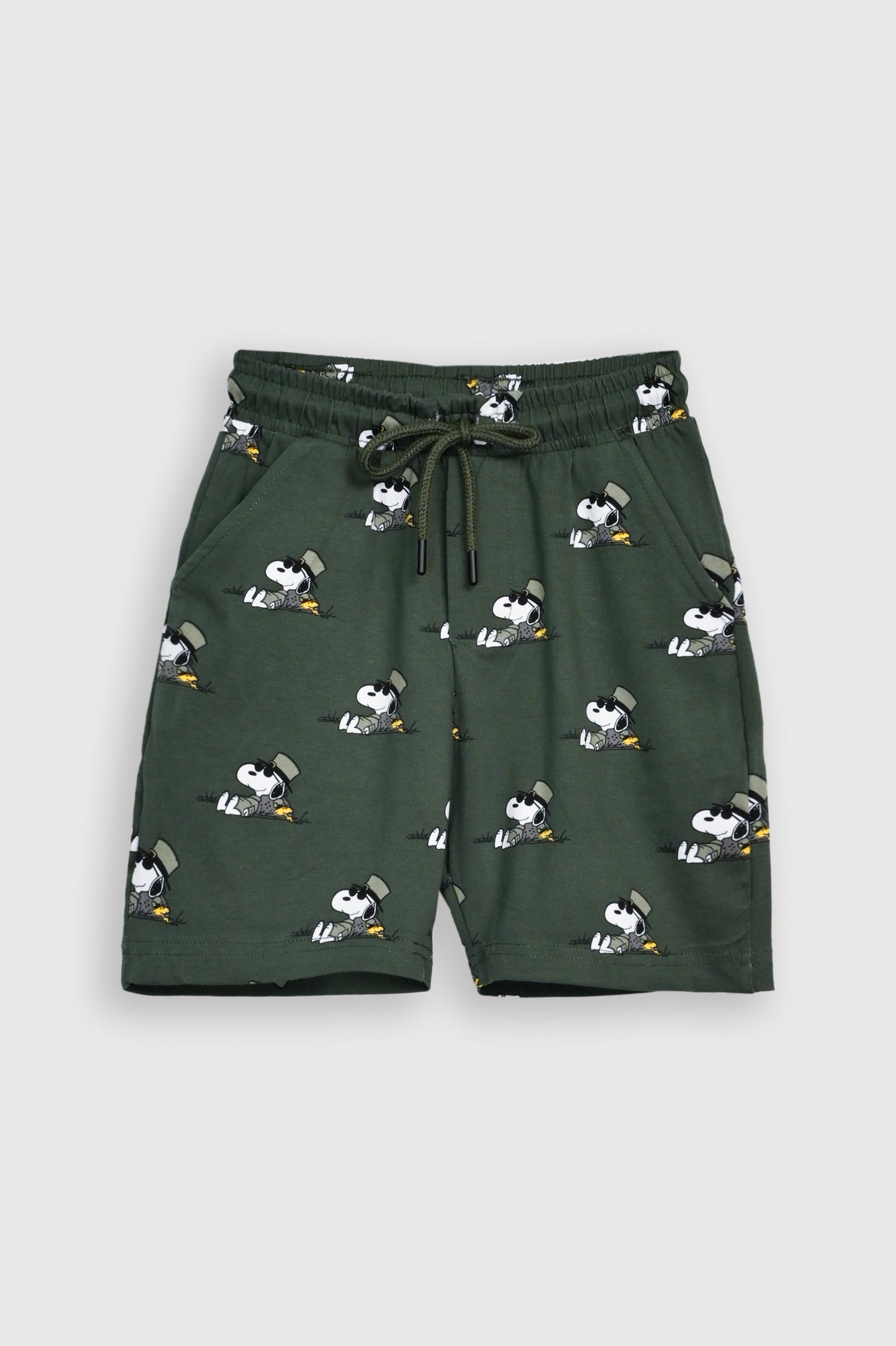 PRINTED ARMY GREEN SHORTS