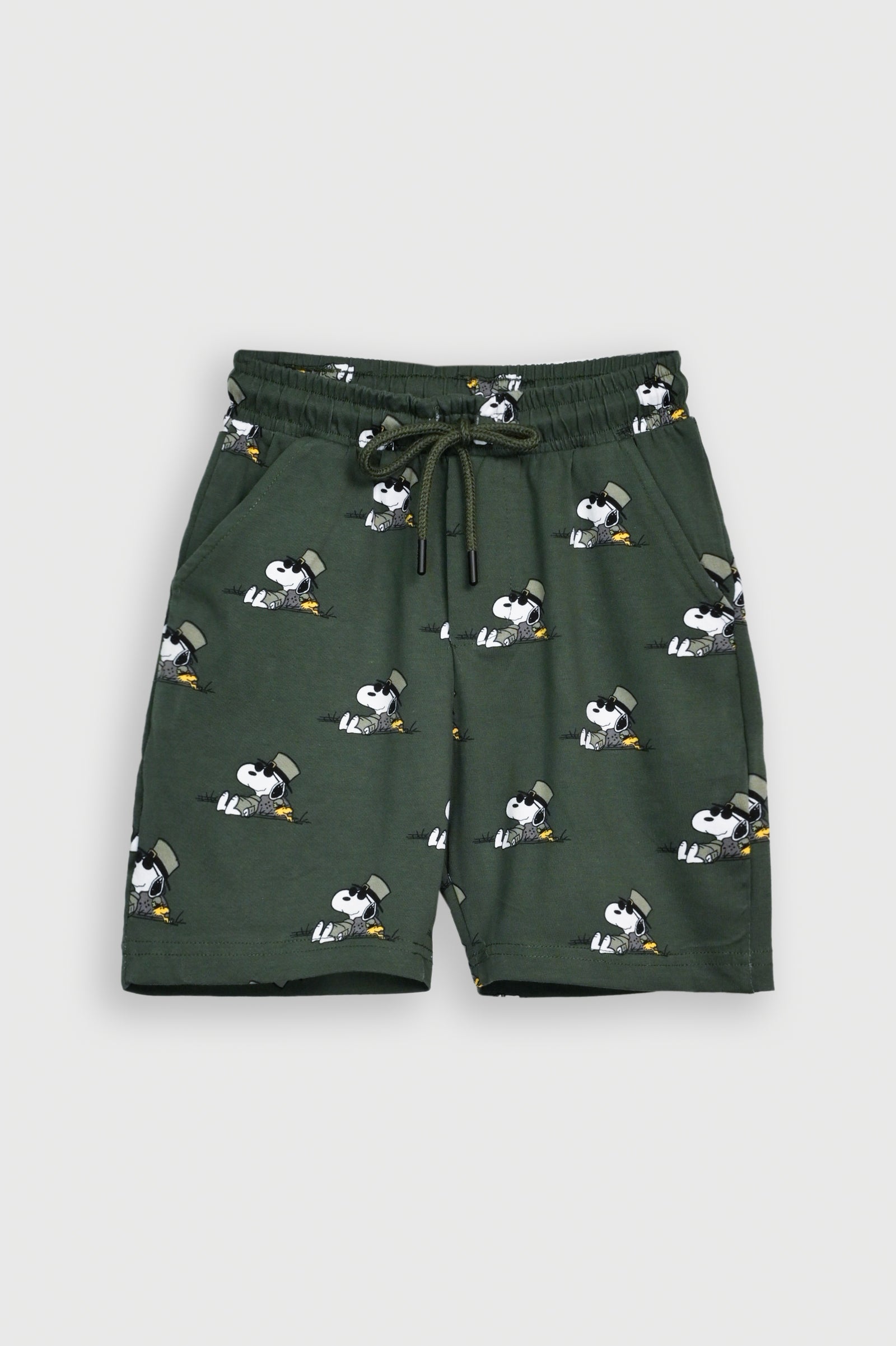 PRINTED ARMY GREEN SHORTS