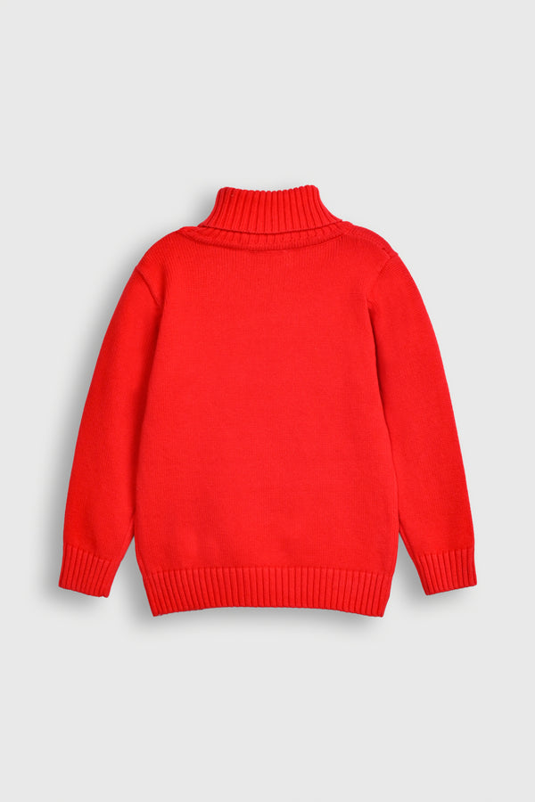 Red "Happy Believe" Turtleneck Sweater Reality