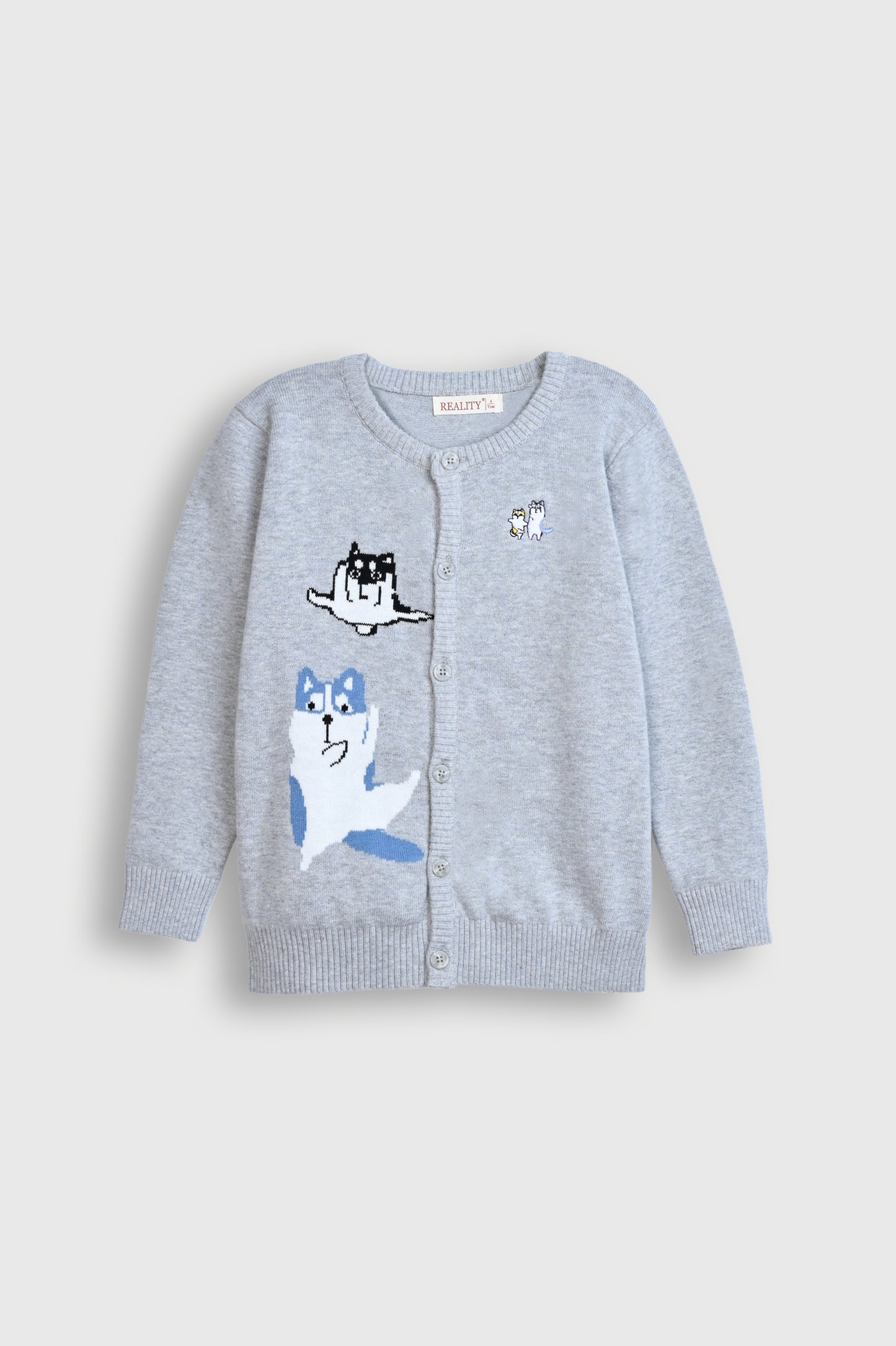 Grey Cardigan with Animal Graphics Reality