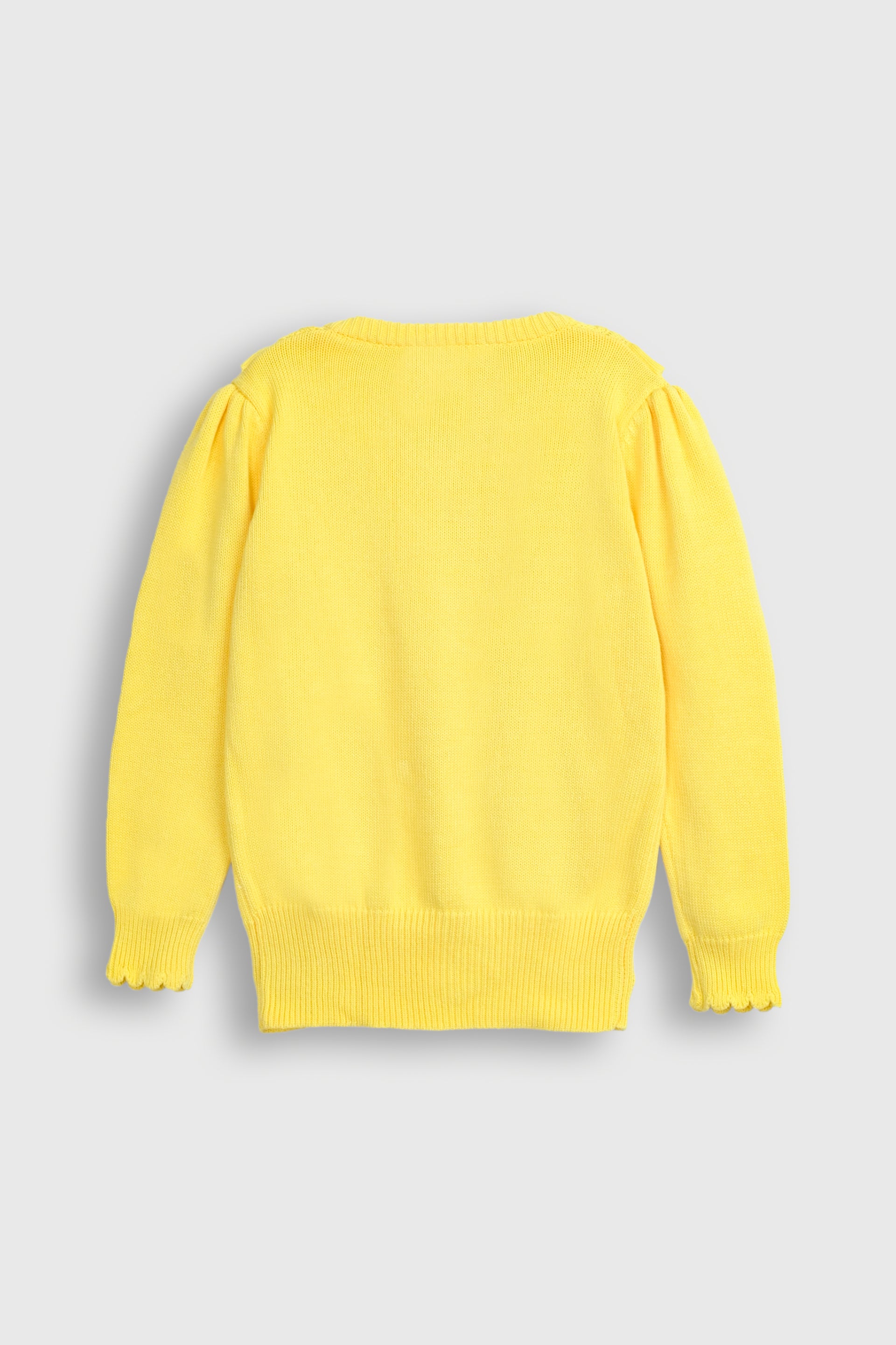 Yellow Cardigan with Ruffles and Diamond Buttons Reality