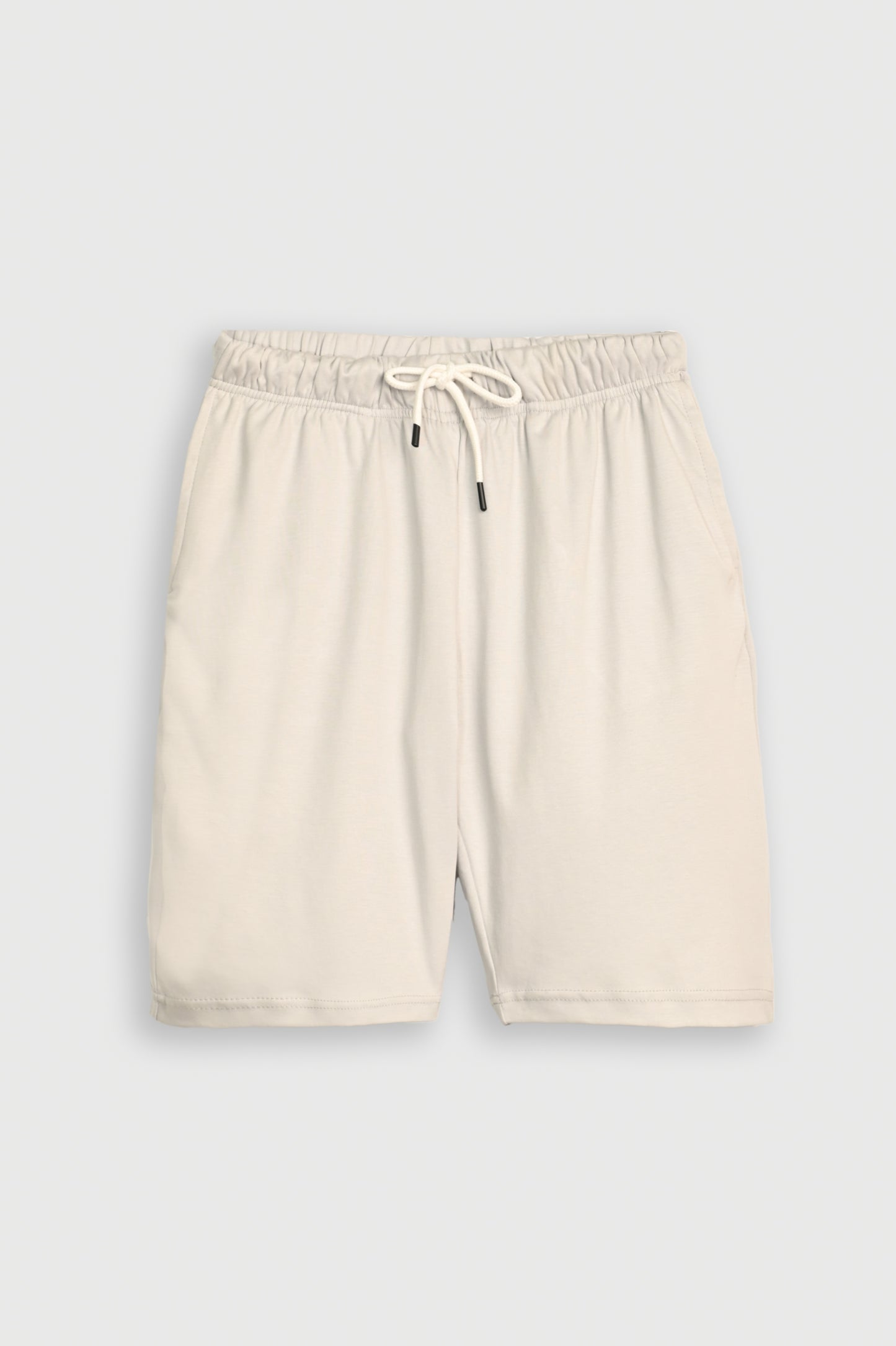 SOLID COTTON CREAM SHORTS