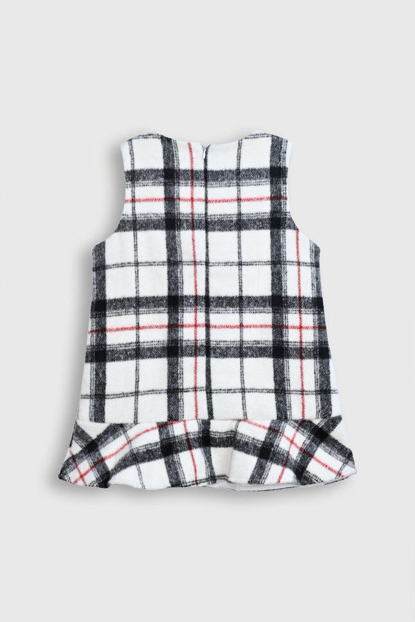 Black, White, and Red Plaid Dress with Ruffle Hem Reality