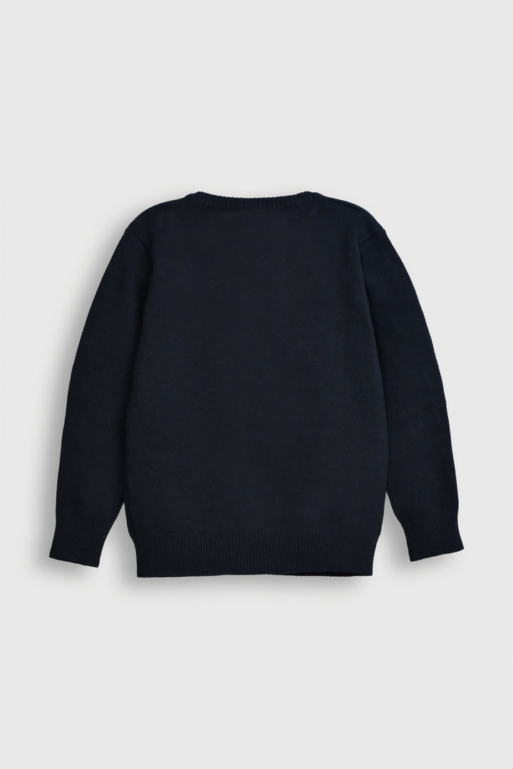 Navy Blue Cardigan with Animal Graphics Reality