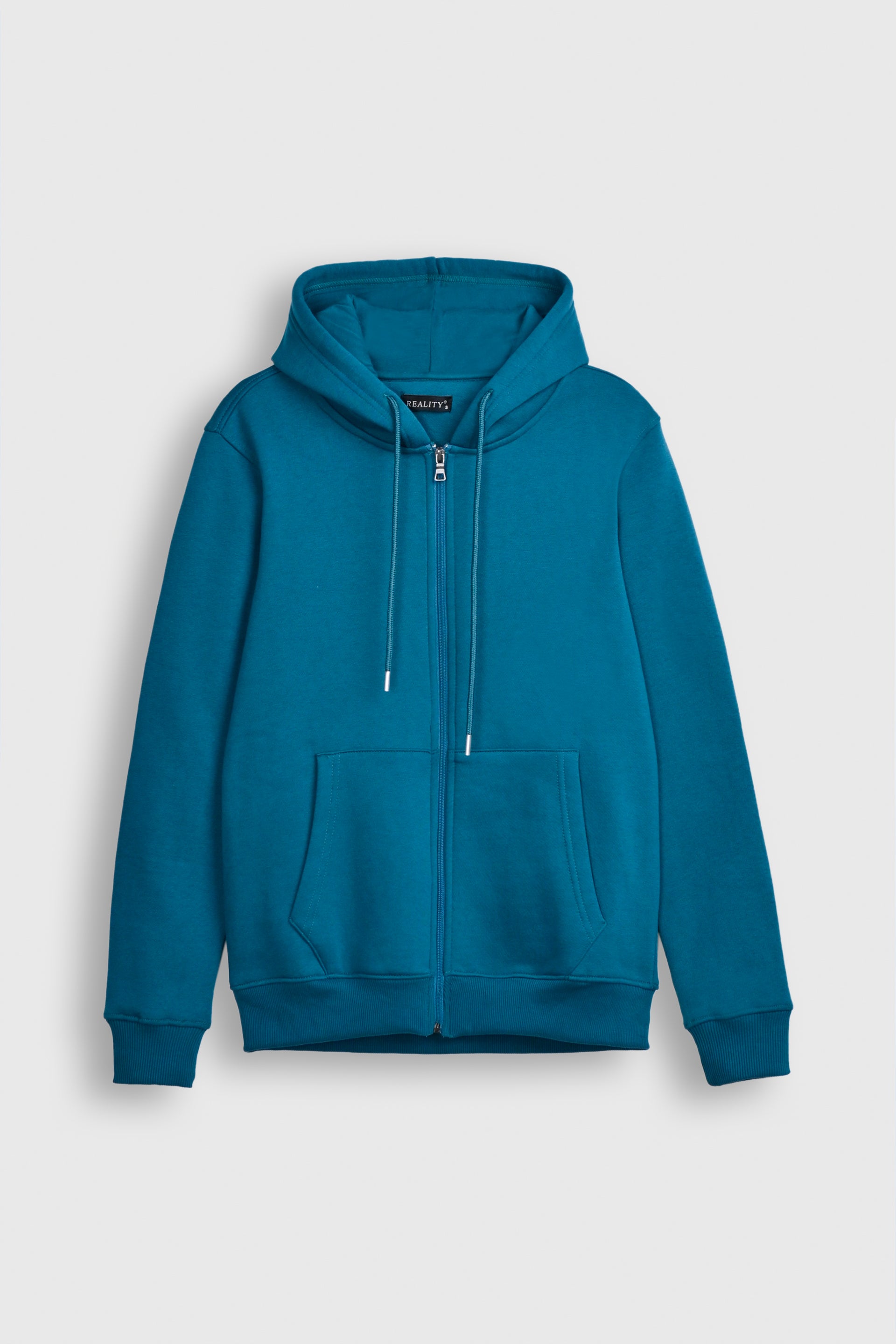Teal Blue Zip-Up Hoodie Reality