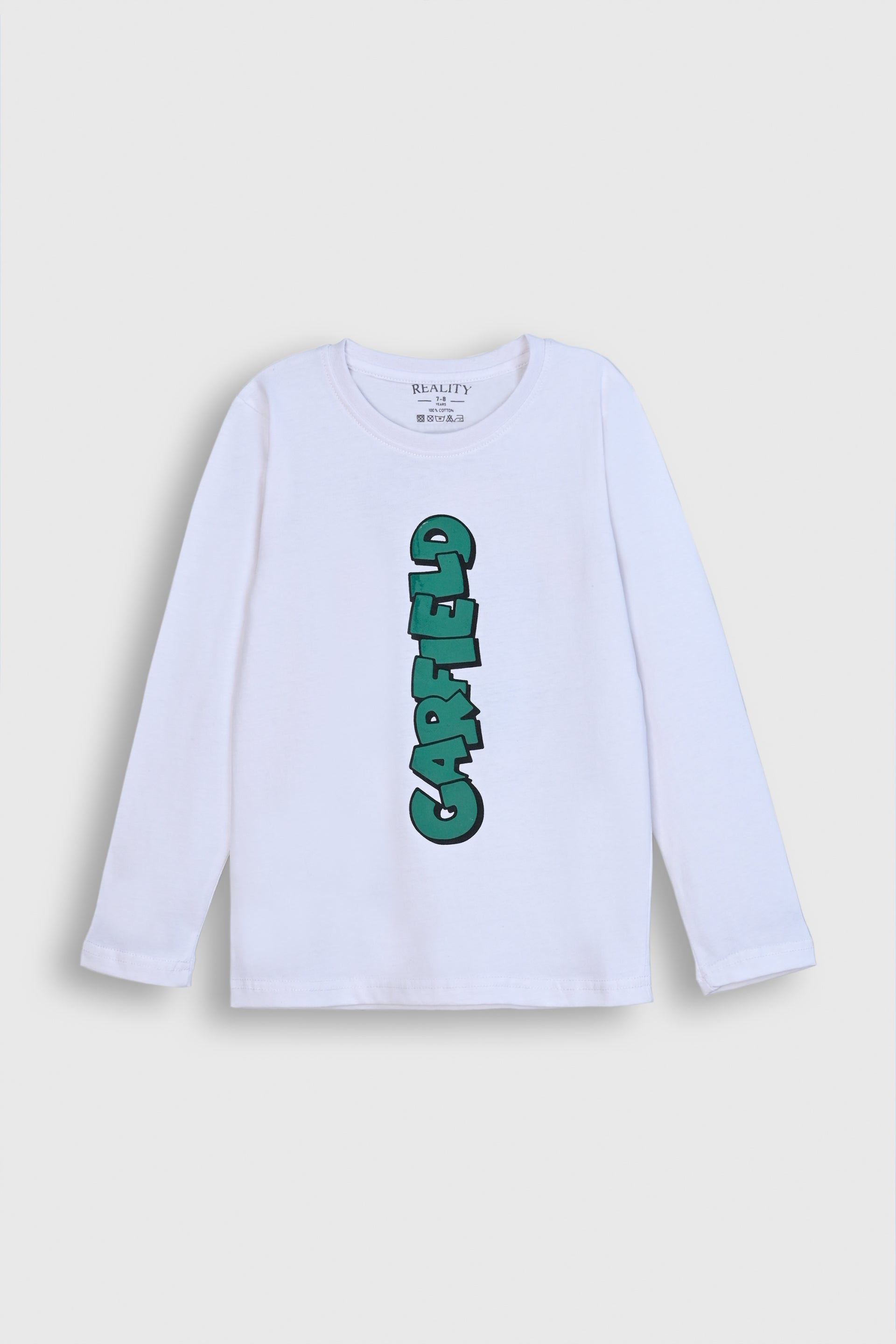Boys' White Garfield Long Sleeve T-Shirt Reality