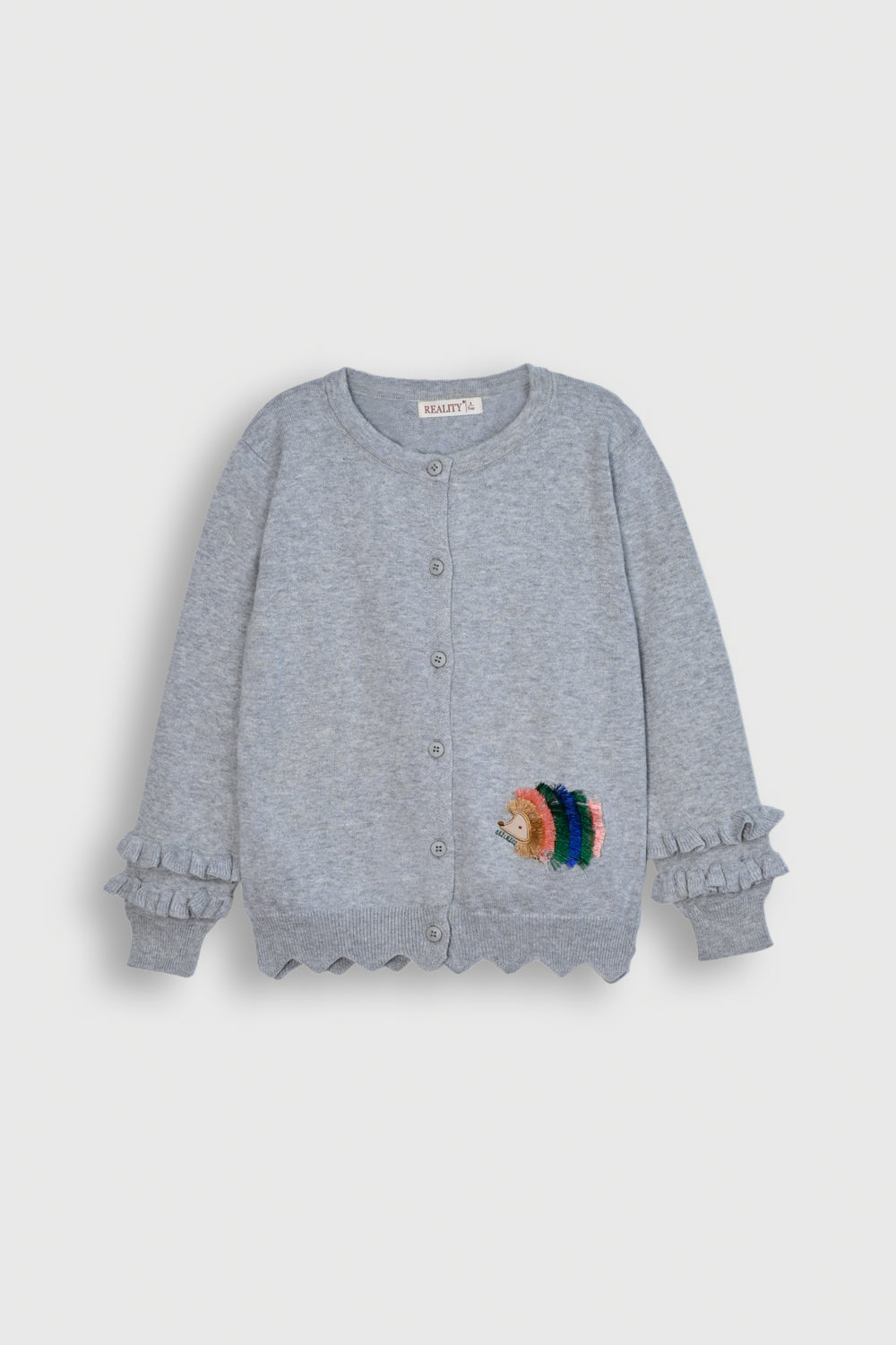 Cute Gray Sweater with Hedgehog Detail Reality