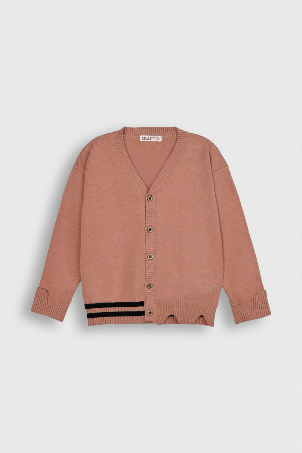 Kids' Pink Cardigan with Striped Detail Reality