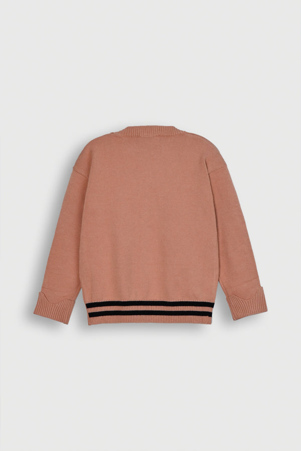 Kids' Pink Cardigan with Striped Detail Reality