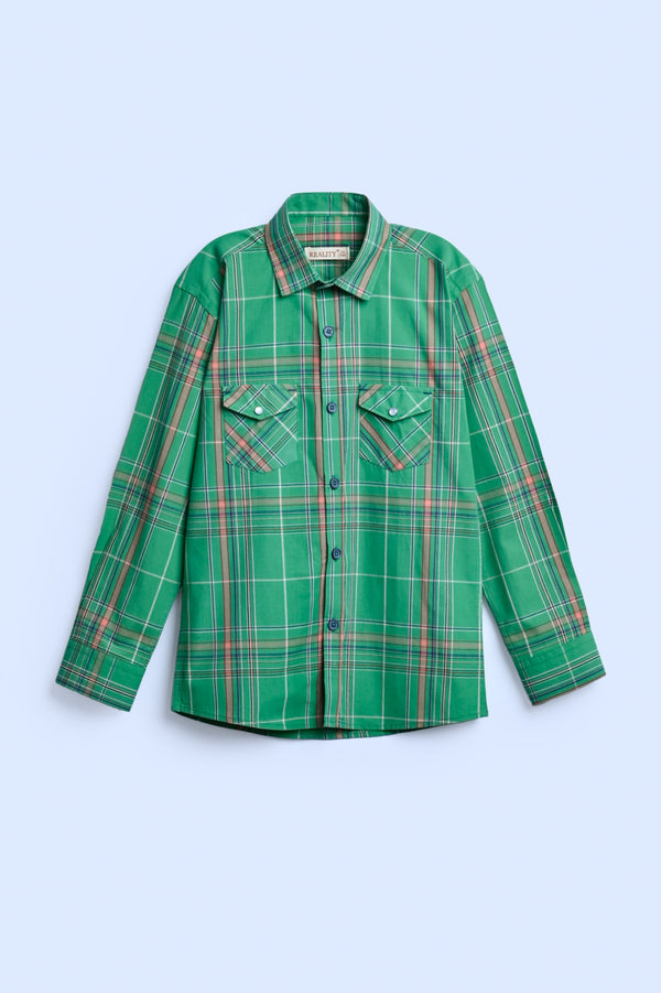 Boys CASUAL GREEN SHIRT Reality