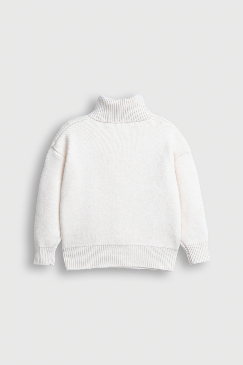 Ivory Knit Mock Neck Sweater with Elephant Detail Reality