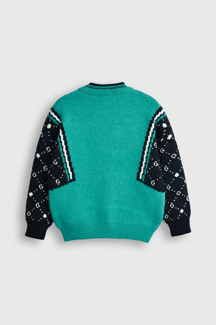 Kids' Green Sweater with Mickey Mouse Patch Reality
