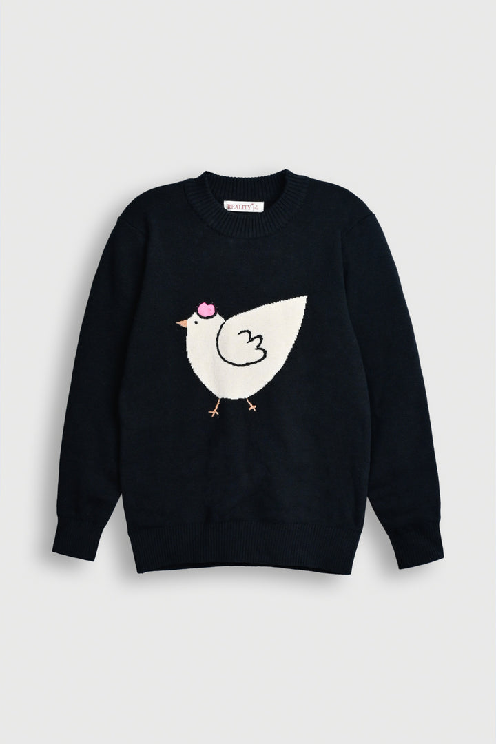Kids' Navy Blue Sweater with Chicken Design Reality