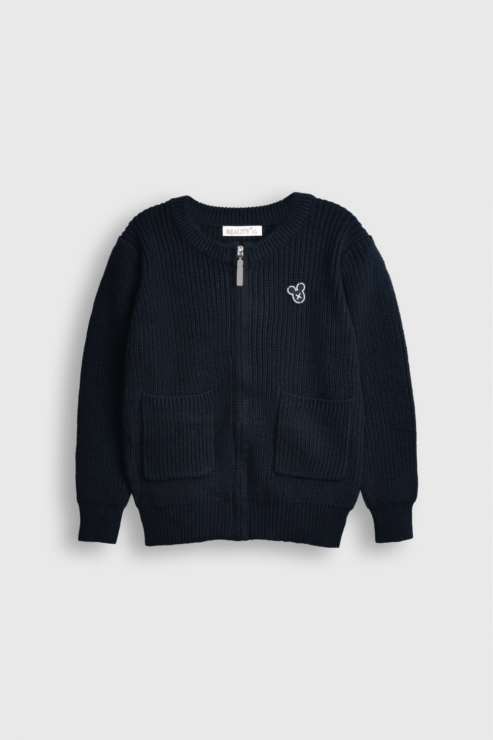 Navy Blue Cardigan with Mickey Mouse Patch Reality