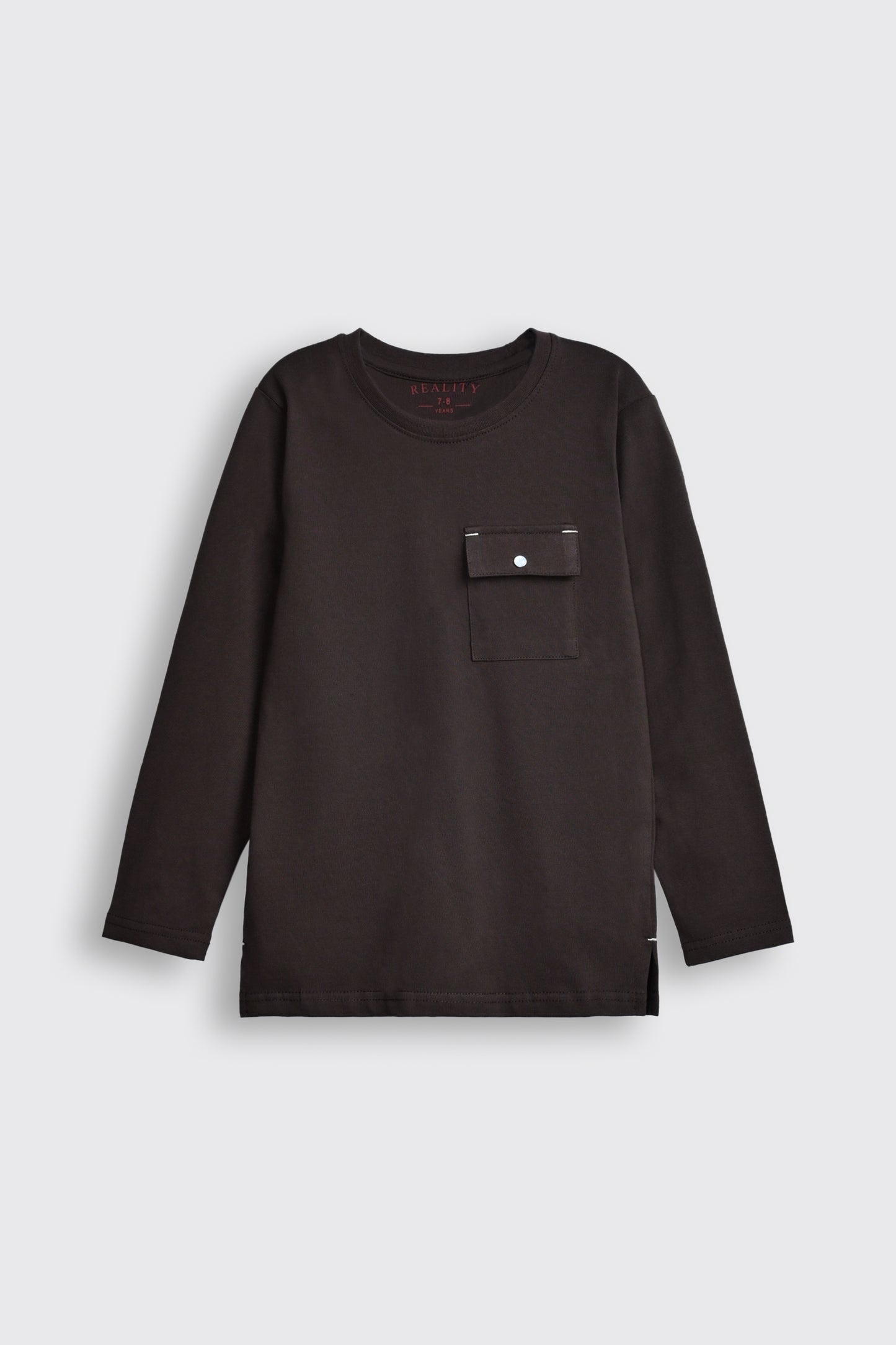 Black Long-Sleeve T-Shirt with Pocket Reality