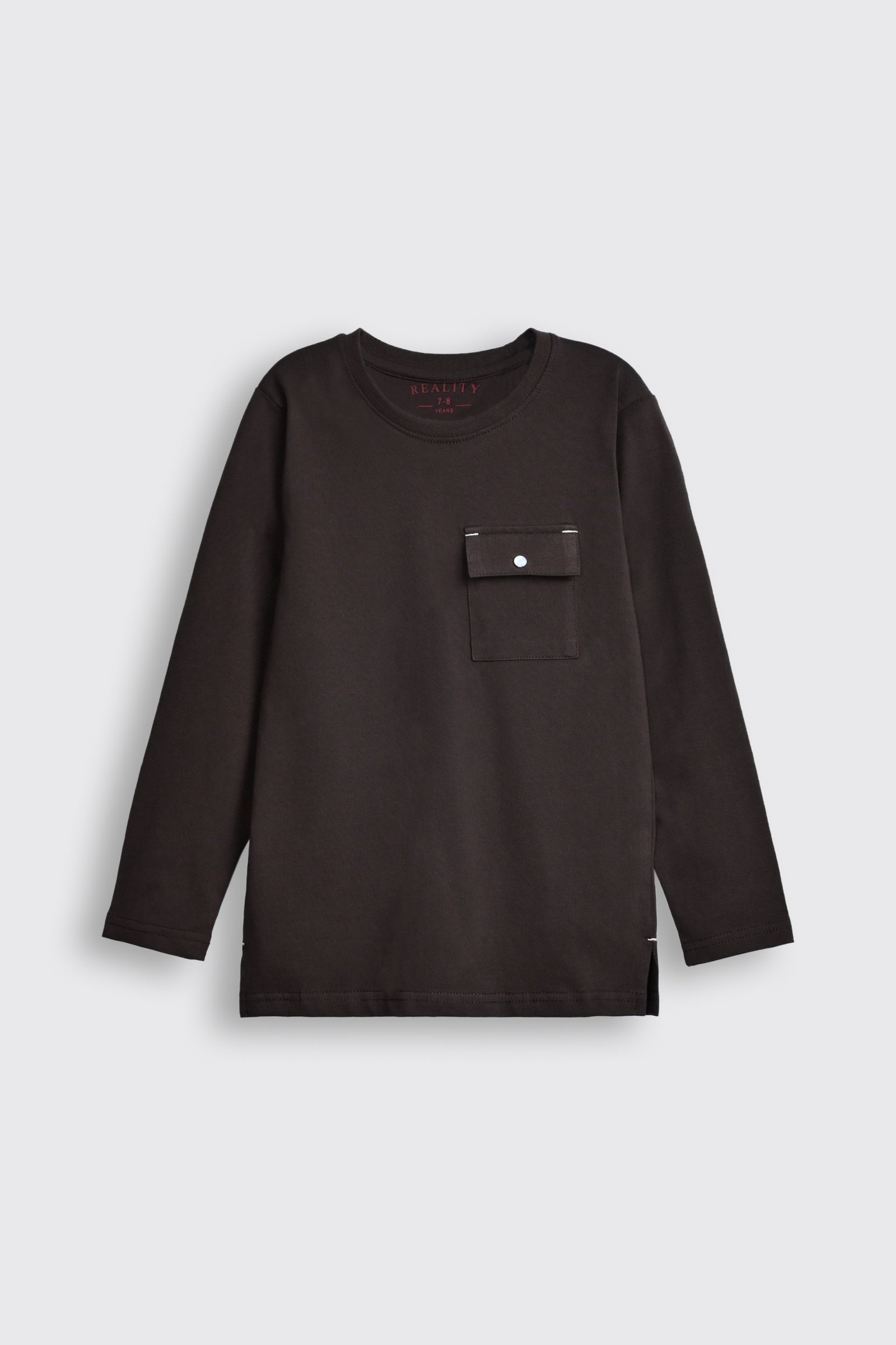 Black Long-Sleeve T-Shirt with Pocket Reality