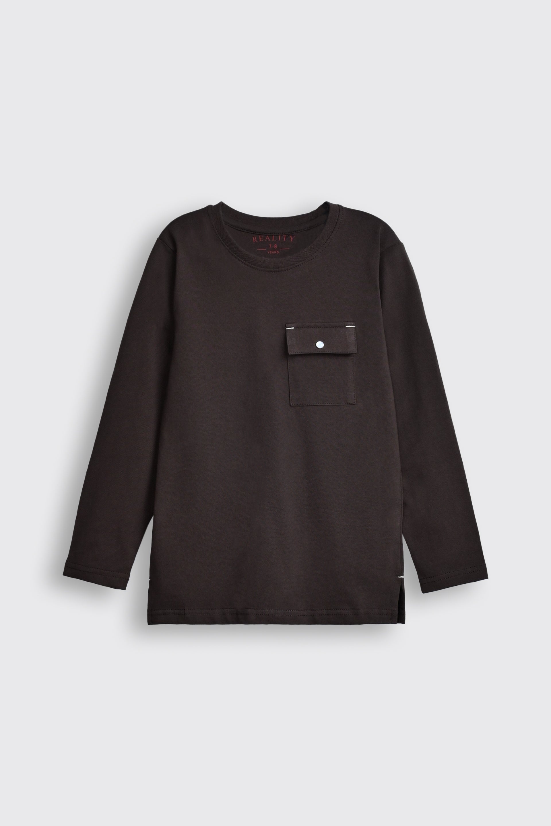 Black Long-Sleeve T-Shirt with Pocket Reality