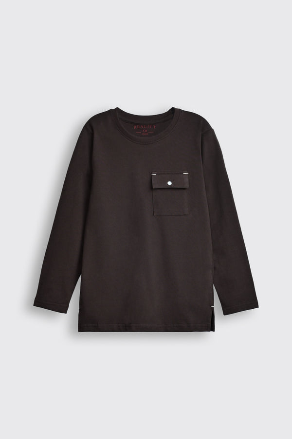 Black Long-Sleeve T-Shirt with Pocket