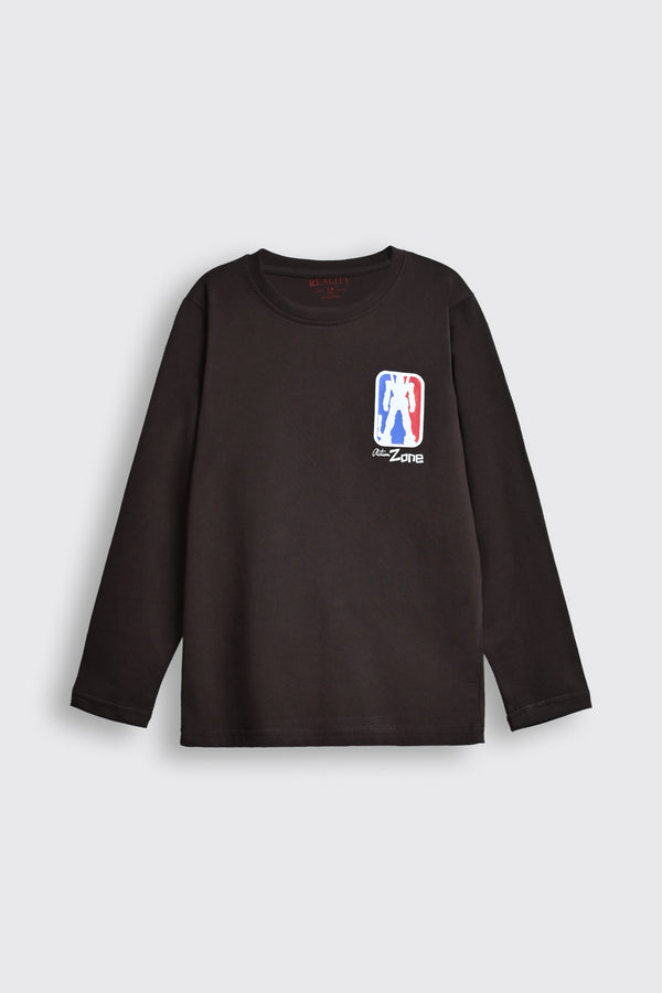 Kids' Reality Branded Long-Sleeve Tee - Dark Brown