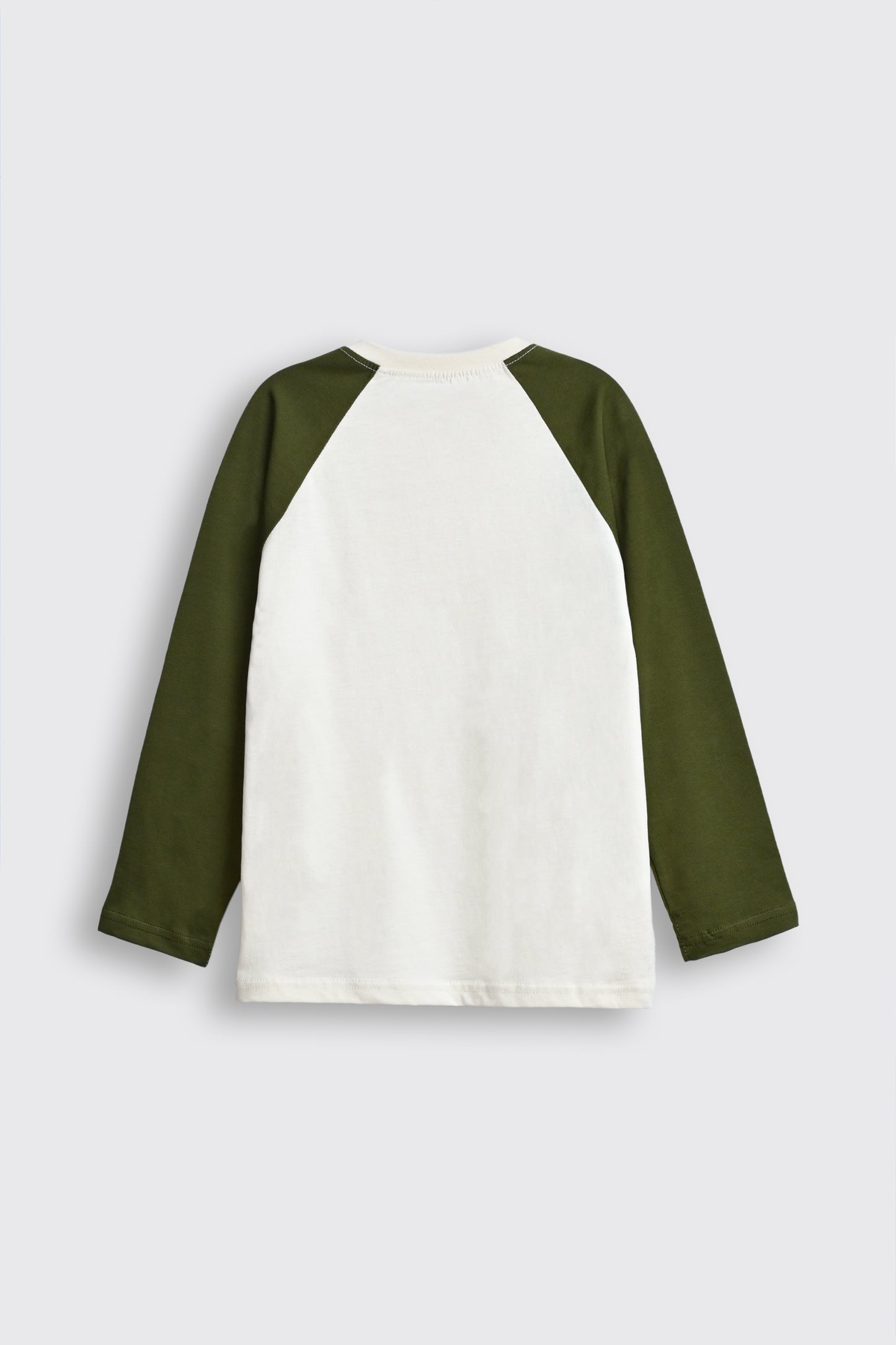 Green & Cream Raglan Sleeve Henley for Boys Reality