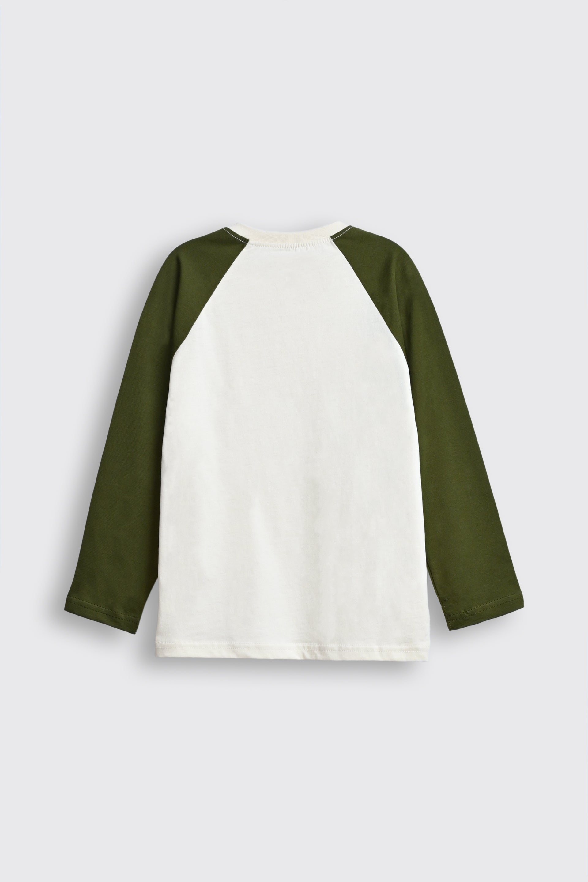 Green & Cream Raglan Sleeve Henley for Boys Reality
