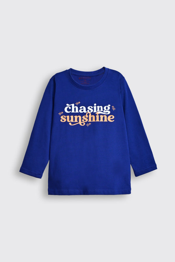 Blue 'Chasing Sunshine' Graphic Long-Sleeve Shirt