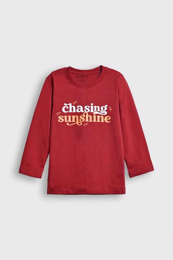 Chasing Sunshine Red Long Sleeve Tee for Girls