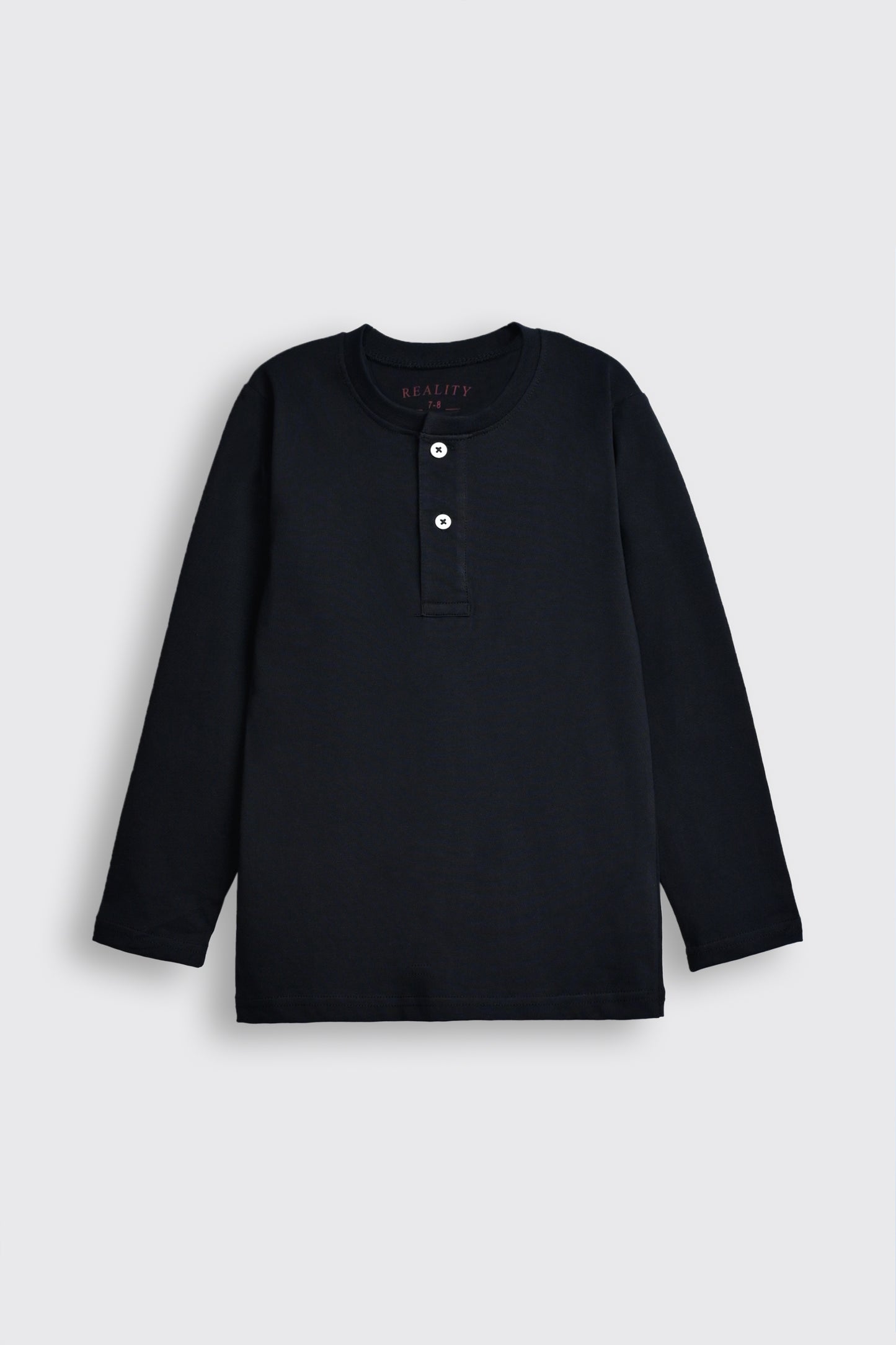 Black Long-Sleeve Henley Shirt Reality