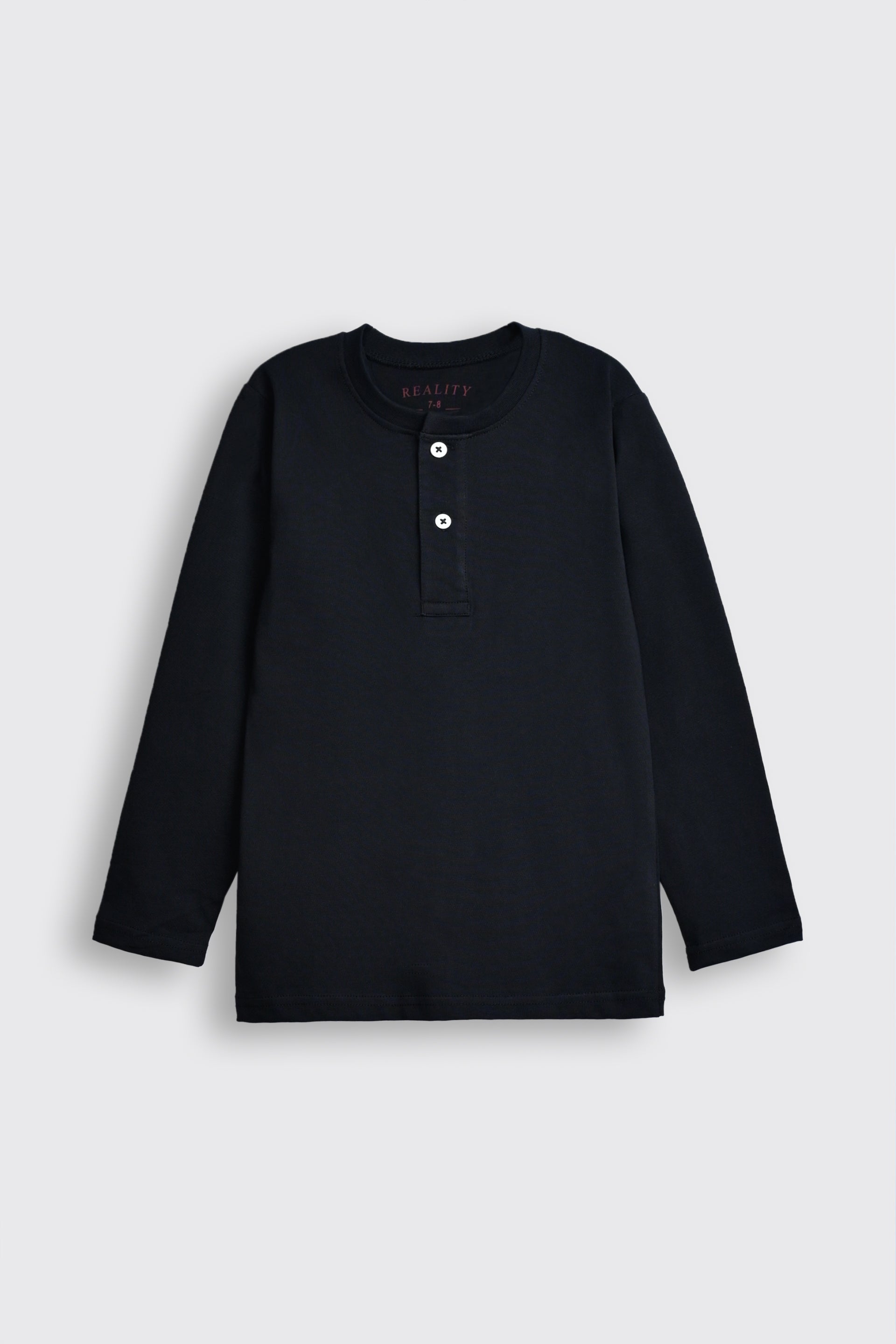 Black Long-Sleeve Henley Shirt Reality